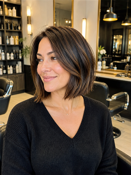 After — Angled Balayage Bob
